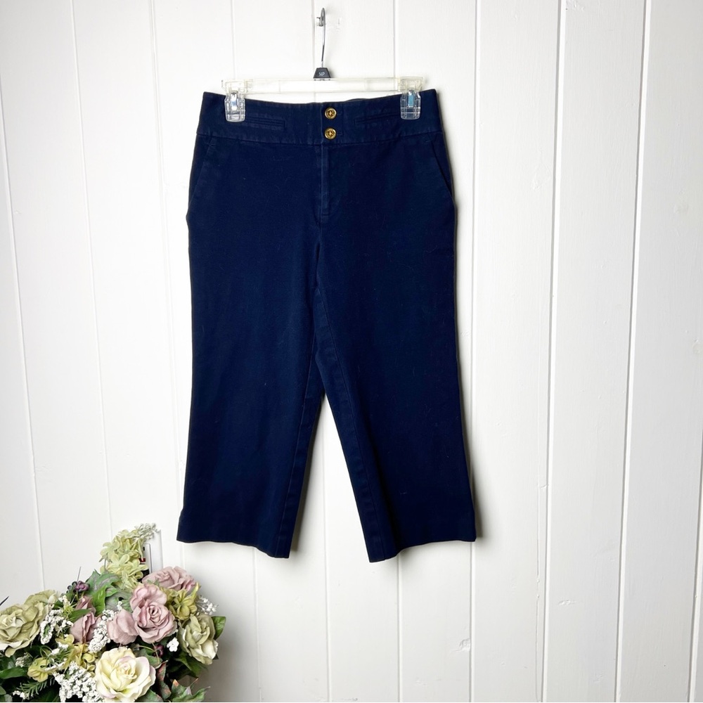 Ralph Lauren Petite Medium Navy Blue Cotton Stretch Capri